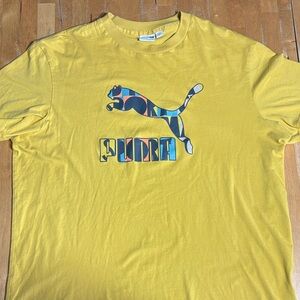Puma Sport Yellow Tee with Multicolor Logo